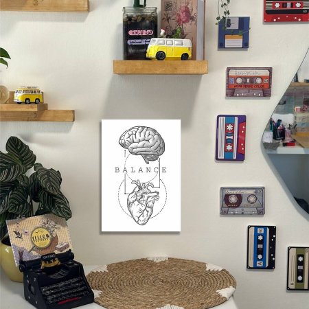 لوحة توازن بين القلب والعقل