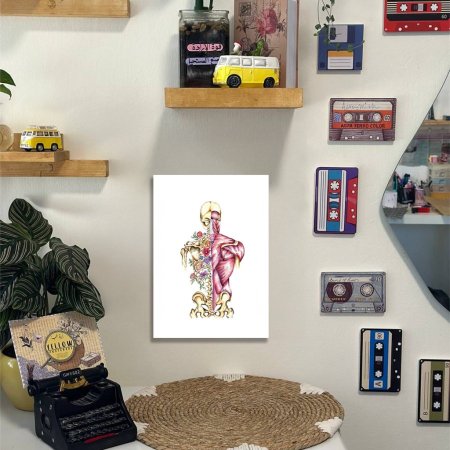 لوحة هيكل تشريح مع ورود