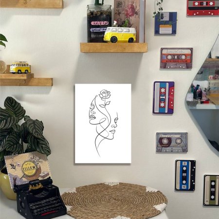 لوحة فنية رسم فتاة وورد