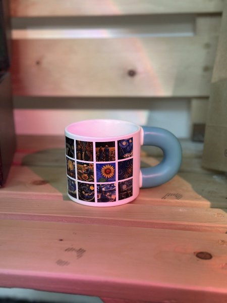 كوب لوحات فان جوخ بيد ملونة